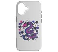 Genderfluid Japanese Dragon Queer Pride Flag Colors Floral Carcasa para iPhone 16