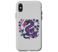 Genderfluid Japanese Dragon Queer Pride Flag Colors Floral Carcasa para iPhone X/XS