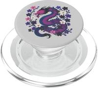 Genderfluid Japanese Dragon Queer Pride Flag Colors Floral PopSockets PopGrip para MagSafe