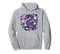 Genderfluid Japanese Dragon Queer Pride Flag Colors Floral Sudadera con Capucha