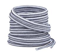 Gendewiner 2 Pares De 120 CM De Largo Cordones Redondos Gruesos Tipo Cuerda Con Rayas Blanco/Gris Para Botas De Montaña Zapatos De Fútbol Zapatos De Trabajo Asics Converse Sneaker
