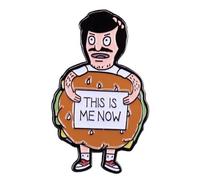 Gene Belcher This Is Me Now Bob Haircut bigote calvo hamburguesa disfraz mascota Bob's hamburguesas animada comedia dibujos animados programa de televisión 1.3 pulgadas esmalte pin insignia, 1.3
