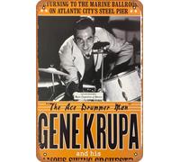Gene Krupa - Póster de 1941 Atlantic City Swing Jazz Retro Metal Tin Cartel vintage 30,5 x 20,3 cm, decoración de pared
