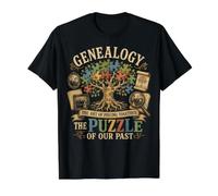Genealogy The Art of Piecing Together The Puzzle of Our Past Camiseta gráfica económica, Hombre, Negro, L
