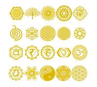 geneic 20 calcomanías geométricas sagradas de orgonita de cobre con flores y árbol de la vida, bricolaje, torre de energía, pirámide, material de resina epoxi, manualidades