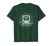 Generación X: hicimos Que Internet Fuera Genial computadora Retro Camiseta, Hombre, Verde Bosque, XL