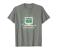 Generación X: hicimos Que Internet Fuera Genial computadora Retro Camiseta, Hombre, Verde Militar Jaspeado, S