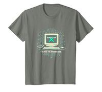 Generación X: hicimos Que Internet Fuera Genial computadora Retro Camiseta, Niños, Verde Militar Jaspeado, 6 años