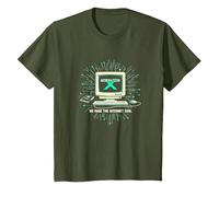 Generación X: hicimos Que Internet Fuera Genial computadora Retro Camiseta, Niños, Verde Oliva, 10 años