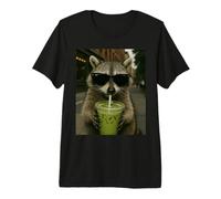 Generado por IA Funny Gen Z Meme Matcha Latte Raccoon Retro Camiseta Premium