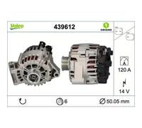 Valeo Alternador 439612-120 Amp - Canales: 6-14 V | Diámetro de la Polea: 505 mm, Dirección de Rotación: Sentido de Giro a la Derecha (Horario)