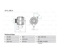 Generador Bosch Alternador 100A 14V Para Opel Vectra B CC Calibra A
