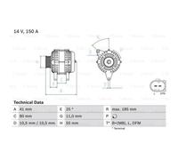 Generador Bosch Alternador 150A 14V Para Iveco Daily V Pritsche/Fahrgestell