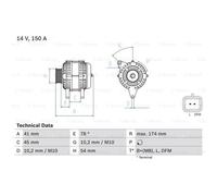 Generador Bosch Alternador 150A 14V Para Peugeot 4007 Citroën C-Crosser