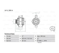 Generador Bosch Alternador 200A 14V Para Mercedes-Benz Sprinter 3-T Furgón