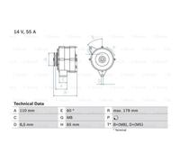 Generador Bosch Alternador 55A 14V Para VW Passat 32B Golf I Cabriolet 155