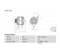 Generador Bosch Alternador 70A 14V Para VW Polo Sedán Ibiza IV Sportcoupé