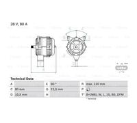 Generador Bosch Alternador 80A 28V Para Mercedes-Benz Vario Kipper