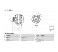 GENERADOR BOSCH LUZ 120A 14V Para FORD MONDEO IV SEDÁN