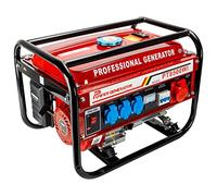 Generador de corriente con gasolina | Accesorios incluidos | Grupo electrógeno silencioso | 5 enchufes 3 x 230 V / 1 x 400 V / 1 x 12 V | 6,5 CV