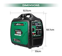 Generador de corriente inversor de 3000 W/1800 W, generador de gas silencioso para camping, garaje, viajes, exteriores y autocaravana