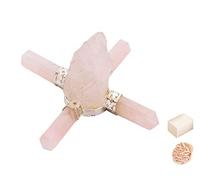 Generador de energía áspera de cuarzo rosa de 4 lados, piedra de pirámide de Reiki, regalo espiritual con rosa desierto/cubo, selenita, curación completa