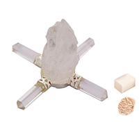 Generador de energía de piedra de cristal en bruto de 4 lados, piedra de pirámide de Reiki, regalo espiritual con rosa desierto/cubo, selenita, curación completa