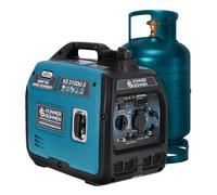 Generador de gas LPG/gasolina KS 3100iG S de Könner & Sönnen. Generador de corriente de emergencia 3100 W, toma Schuko de 230 V, 2 puertos USB, indicador LED, modo ECO, generador de energía EURO V.