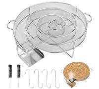 Generador de humo frío, acero inoxidable 304, generador de humo frío con cepillo y gancho para carne, reutilizable y redondo, generador de humo frío para todos los dispositivos de ahumado de barbacoa