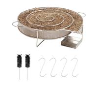 Generador de humo frío, Generador de humo redondo, Ahumador en frío redondo, Ahumador en frío de acero inoxidable, con cepillo y gancho, apto para ahumador de barbacoa (reutilizable)