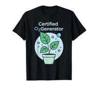 Generador de O2 Certificado Diseño Divertido de biología Camiseta gráfica económica, Hombre, Negro, S