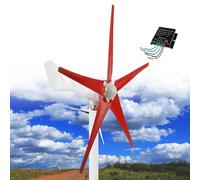 Generador de Turbina Eólica 12000W, Molino Viento 12V/24V/48V, 5 Aspas con Controlador MPPT, Kit para Barcos, Terrazas, Cabañas o Casa,Blue-12V