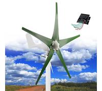 Generador de turbina eólica de 12000 W, 12 V/24 V/48 V, molino de viento de 5 cuchillas con controlador MPPT, kit de generador de CA trifásico para barcos, terrazas, cabañas o hogar