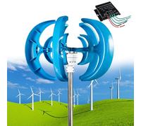 Generador de turbina eólica de 12000 W, eje vertical de 5 palas, 12 V/24 V/48 V, imán permanente de CA trifásico con controlador MPPT, ideal para sistemas eólicos híbridos y solares, rojo-24 V