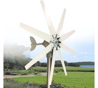 Generador de turbina eólica, Kit híbrido de 8000 W con 8 aspas para Barcos y terrazas, solución energética renovable ecológica y eficiente, Potente Sistema de generación de energía eólica.