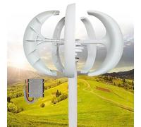 Generador de turbina eólica Lantern 16000W Aerogeneradores Aerogenerador de levitación magnética Permanente Vertical con controlador y placa de brida, generador de viento vertical, 5 cuchillas(White,4
