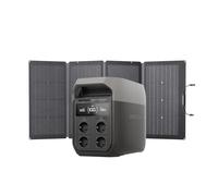 Generador EF ECOFLOW DELTA 3 con panel solar bifacial de 220 W, entrada solar 500 W, batería LFP, estación de energía portátil 1024 Wh, para doméstica, emergencia, camping y caravanas