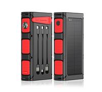 Generador portátil, Banco de energía Solar con manivela Manual 30000mAh con Cable Que acampa Luz PD 20W Powerbank de Carga rápida para Acampar en casa al Aire Libre(Size:30000mAh,Color:Rot)