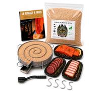 Generador/Serpentina de humo frío para ahumadero de carne y pescado + 2,5 kg de aserrín de madera de haya + 4 ganchos y 1 cepillo de limpieza - Guía digital en PDF para descargar