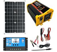 Generador Solar con Paneles,Kit Básico De Panel Inversor Corriente 6000 W Coche Adaptador USB Paquete Batería Litio Móvil para RV Al Aire Li