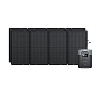 Generador solar EcoFlow DELTA 2 Max con panel solar portátil de 400 W*2 | Capacidad 2048Wh LFP, Hasta 3100 W de salida CA Carga 0-80% en 53 min Exteriores, acampadas, autocaravana, balcones