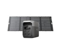 Generador solar ECOFLOW DELTA 3 Max con panel solar bifacial 400 W, entrada solar 500 W, batería LiFePO₄, SAI de 10 ms, estación de energía portátil 2048 Wh para hogar, exterior, camping y caravanas