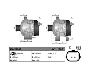 Generador trifásico DENSO DAN3009