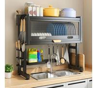 General 2-Tier Over-Sink Dish Drainer with Cutlery Rack - 25In Black Kitchen Organizer For Countertop Sink Space Saving, Durable Dish Drying Rack, Ideal For Home Kitchen Use,5027 Black 95C