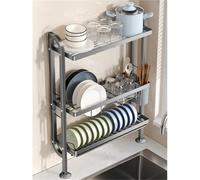 General 3-Tier Dish Drying Rack Over Sink - Kitchen Utensil Holder Drainer, Space-Saving Organizer For Plates Bowls, Stylish White Kitchen Storage Solution,5344 Burst