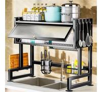 General 3-Tier Over Sink Dish Drainer Rack - Metal Kitchen Drying Rack with Cover For Organized Sink Space - Black, 65Cm - Perfect For Efficient Kitchen Storage Tidy Dish Drying,5300 Black