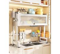 General 3-Tier Over Sink Dish Drainer Rack - Metal Kitchen Drying Rack with Cover For Organized Sink Space - Black, 65Cm - Perfect For Efficient Kitchen Storage Tidy Dish Drying,5300 White