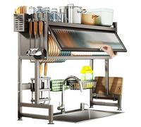 General 3-Tier Over Sink Dish Drying Rack - Large Carbon Steel Shelves with Utensil Holders, Space-Saving Kitchen Dish Rack, Durable and Stylish Dish Drainer For Countertop,5099 75Cm/29.5I