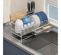 General 304 Stainless Steel Over-Sink Dish Drainer - Countertop Organizer For Kitchen, Rust-Resistant, Space-Saving Design, Durable, Easy To Clean, Modern Style,5480 Primary Color 49 * 19 * 17