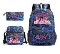 General Demon Hunters Set Zaino 3 in 1, Zaino Scolare Leggero con Borsa a Spalla e Trousse per Adolescenti(L)